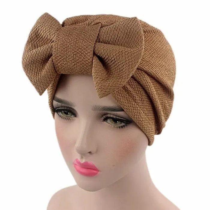 Turban Nœud Brun - Perruque Femme