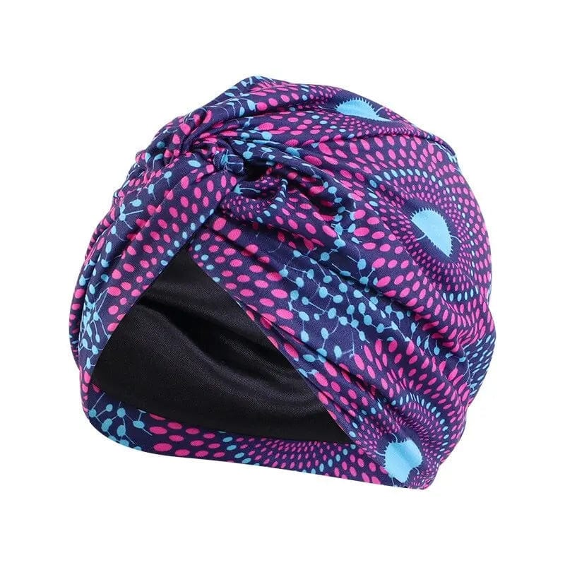 Turban Nœud Mauve Et Bleu - Perruque Femme