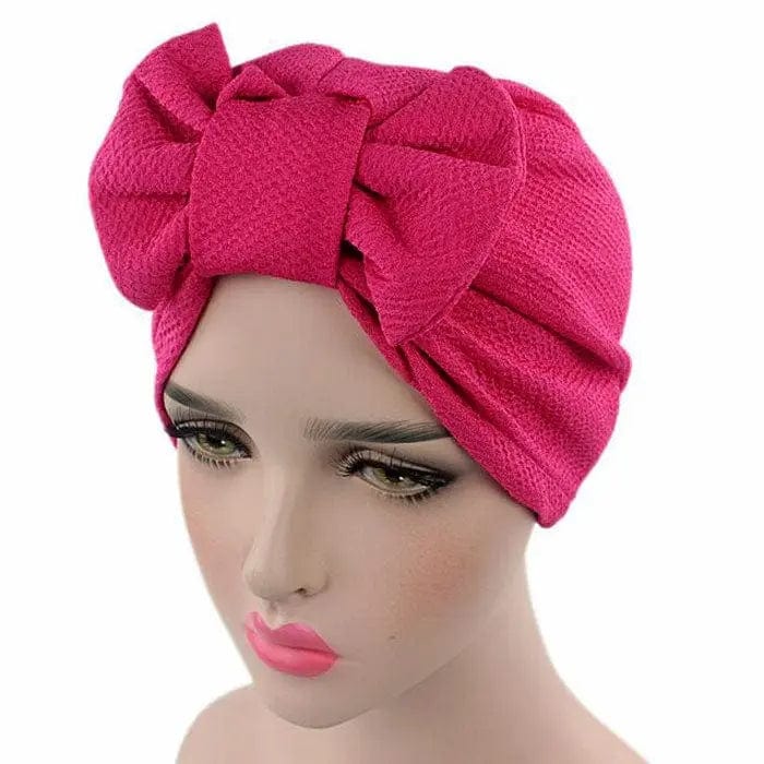 Turban Nœud Rose Vif - Perruque Femme