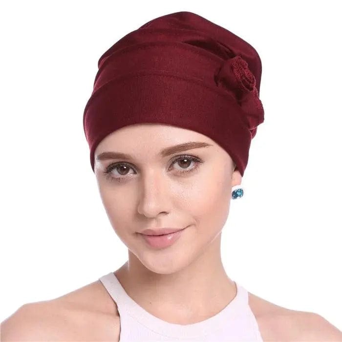 Turban Rouge et Fleurs - Perruque Femme