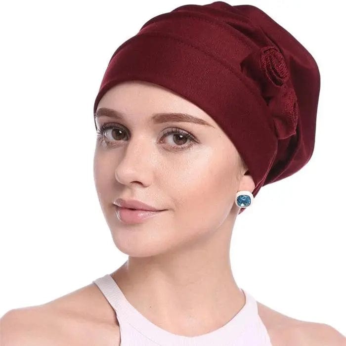 Turban Rouge et Fleurs - Perruque Femme