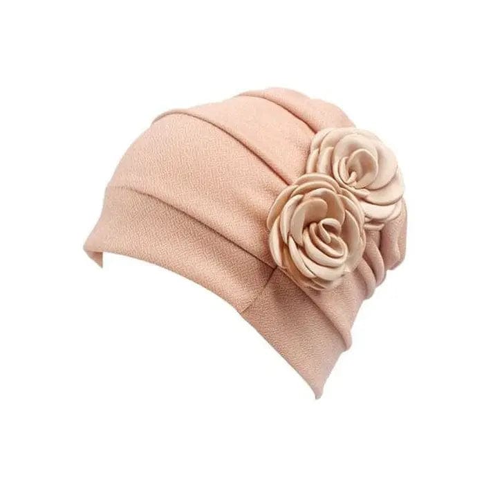 Turban à Fleur Beige - Perruque Femme