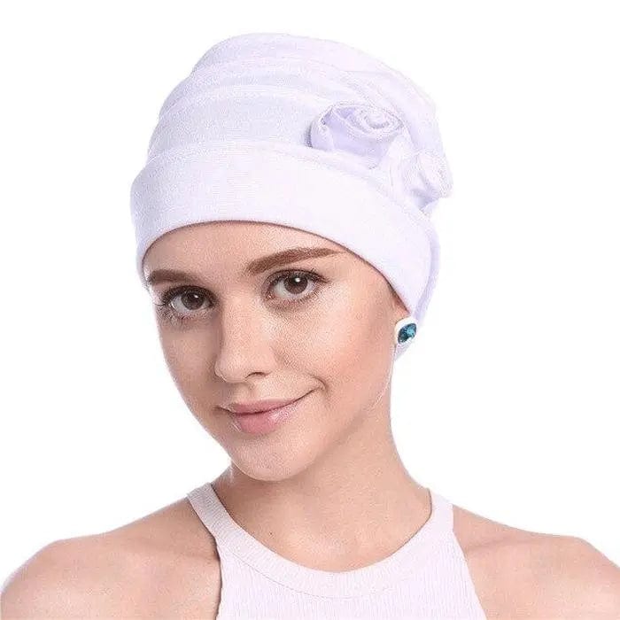 Turban à Fleur Couleur Blanc - Perruque Femme