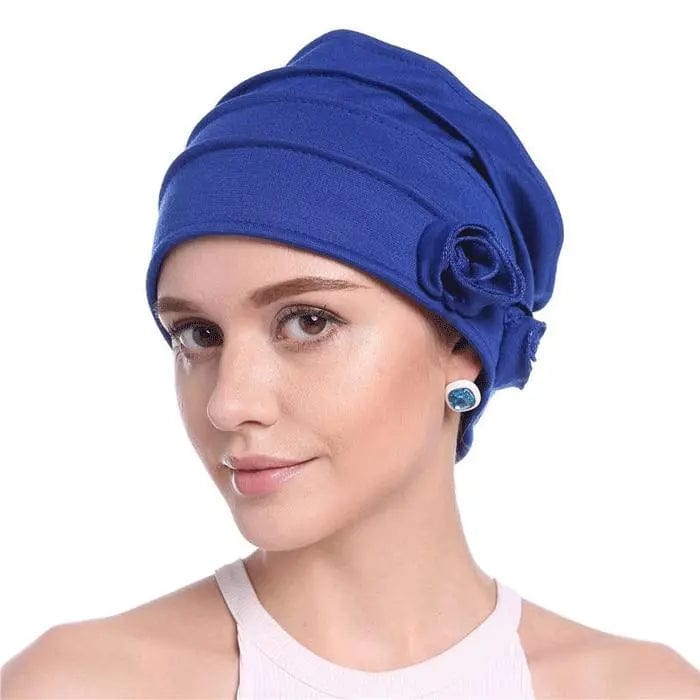 Turban à Fleur Couleur Bleu - Perruque Femme