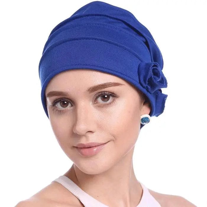 Turban à Fleur Couleur Bleu - Perruque Femme