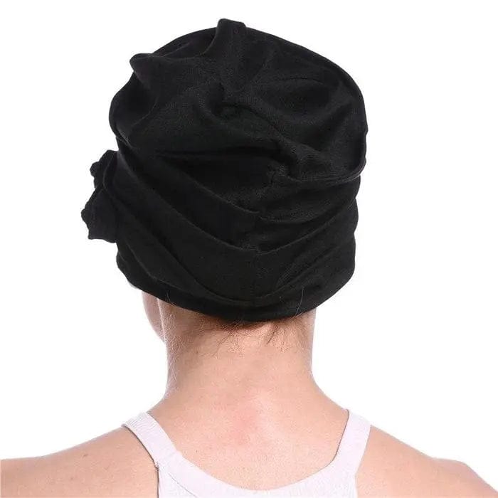 Turban à Fleur Noir - Perruque Femme