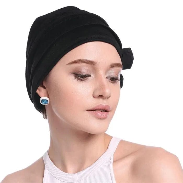 Turban à Fleur Noir - Perruque Femme
