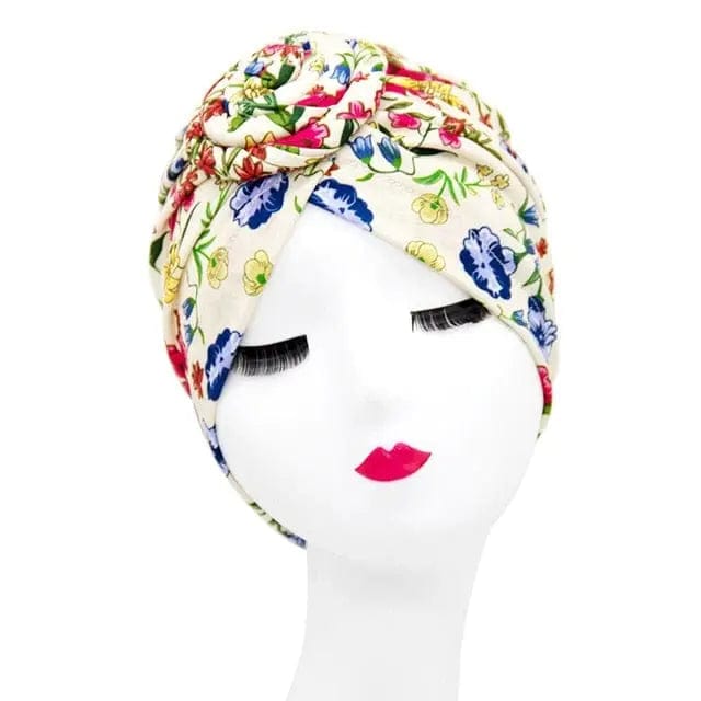 Turban coton Fleuri - Perruque Femme