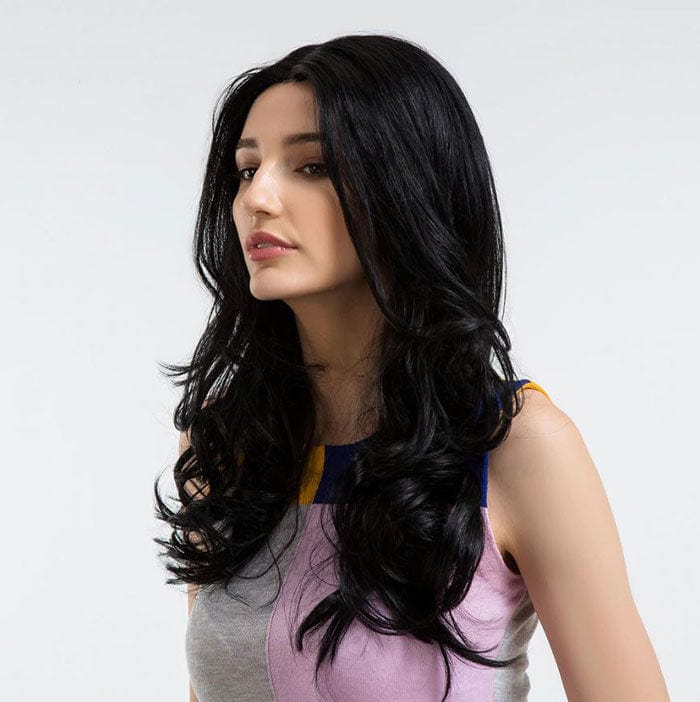  perruque cheveux long noir