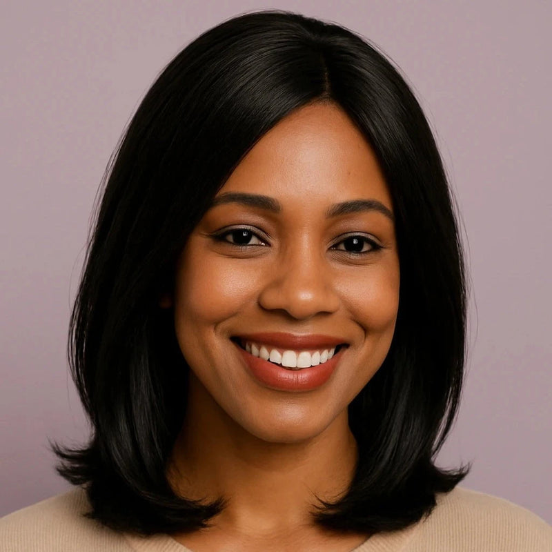 perruque aux cheveux de couleur noirs